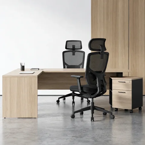 Bureau, siège et rangement professionnel