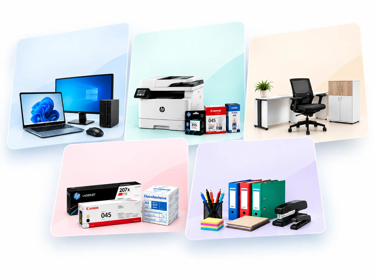 Matériel informatique, impression, mobilier, consommables et fournitures de bureau