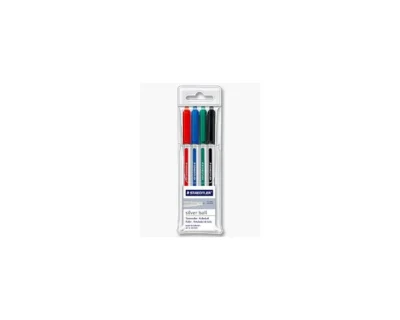 Pochette de 4 Rollers STAEDTLER Silverball encre liquide - 0.3 mm
