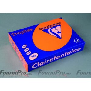 Lot de 5 Ramettes Papier Couleur Fluo TROPHÉE A4 80g - Vert ou Orange
