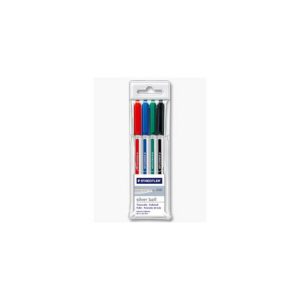 Pochette de 4 Rollers STAEDTLER Silverball encre liquide - 0.3 mm