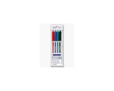 Pochette de 4 Rollers STAEDTLER Silverball encre liquide - 0.3 mm