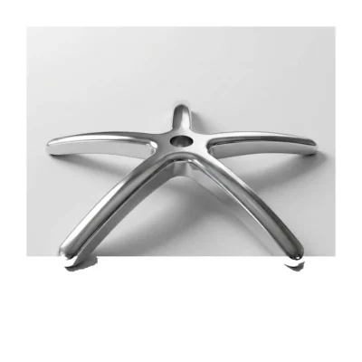 Base de chaise de bureau étoile 5 branches en aluminium chromé poli