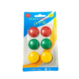 Blisters OMA de 6 aimants 30 mm COULEURS ASSORTIES (ZRH30)