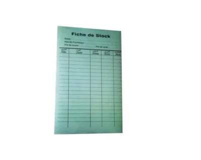 Bloc de 100 fiches de stock pré-imprimées 13x20,5 cm - Format professionnel