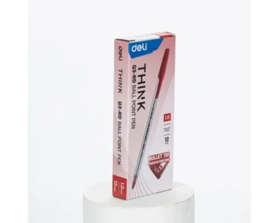 Boîte de 12 stylos à bille Deli EQ3-RD pointe conique 1.0 mm rouge