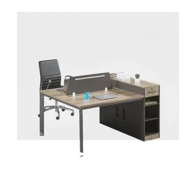 Bureau Double Poste Moderne en Bois et Métal – Modèle Marguerite