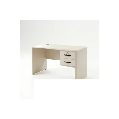 Bureau MDF 120x60x75 cm avec Caisson Fixe 2 Tiroirs – Beige