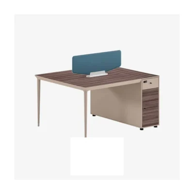 Bureau opérateur 2 postes avec cloison en tissu – 140x120x75 cm