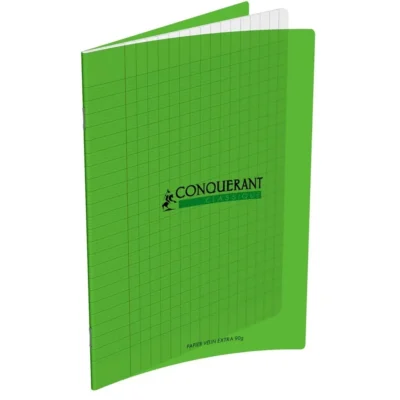 CAHIER GRANDS CARREAUX 192 PAGES 170×220 POLYPRO VERT CONQUERANT