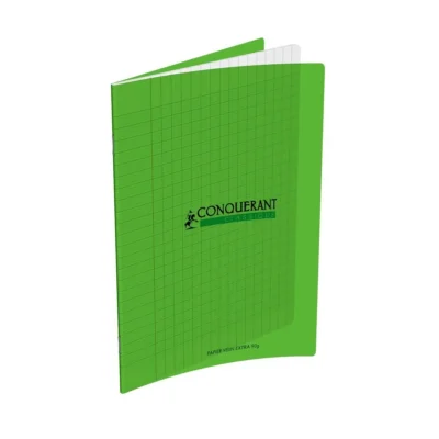 CAHIER GRANDS CARREAUX 192 PAGES 170×220 POLYPRO VERT CONQUERANT