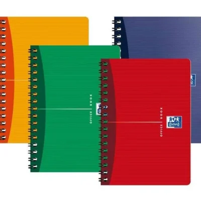 Cahier OXFORD à spirales petits carreaux 100 pages A4 21x29,7 cm - 4 coloris