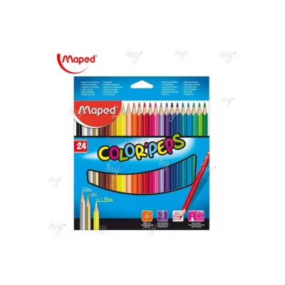 crayon maped 24 Crayons 18 cm Bâton 183224 - Crayons Color'peps 18 cm en Bâton de 24 Référence 183224