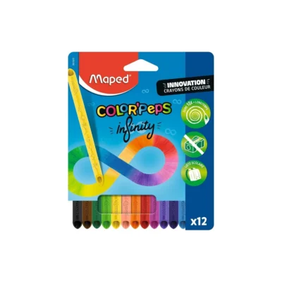 Crayons couleurs Color'peps Boite de 12 Infinity Réf 861602 Maped