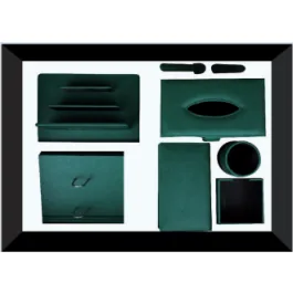 Ensemble de Bureau Artisanal en Similicuir - 9 Pièces Coloris au Choix
