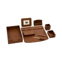 ENSEMBLE DE BUREAU en Simili Cuir W1234 8PCS