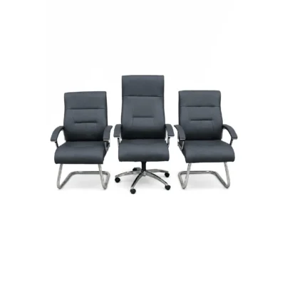 Ensemble de chaises de bureau simili cuir – 1 fauteuil manager + 2 chaises visiteur