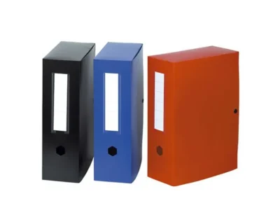 Lot de 10 Boîtes d'archives à pression EXACOMPTA Polypro Dos 100 mm - Couleurs assorties