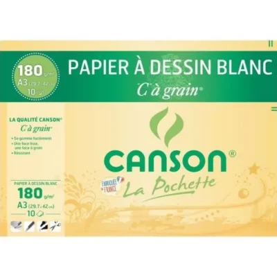 Papier dessin CANSON à grain 180g A3 - Bloc de 10 feuilles
