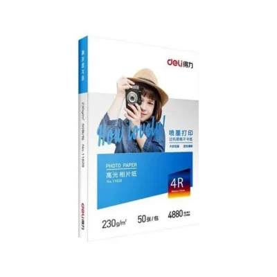 Papier Photo Brillant 4R Deli 11822 - 10,2 x 15,2 cm 230 g/m² - 100 feuilles