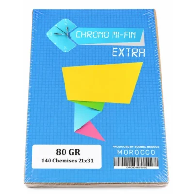 Paquet de 140 Chemises Chrono Mi-Fin Extra 21 x 31 cm 80 g Assorties