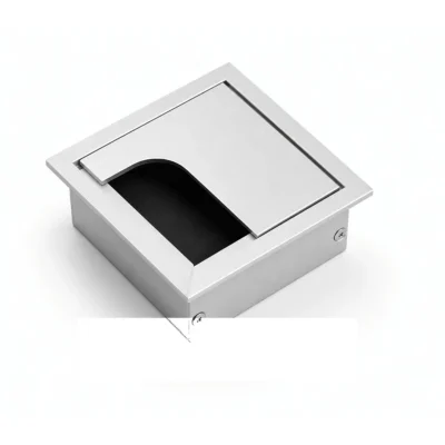 Passe-câbles de bureau métallique 8×8 cm avec ouverture rabattable