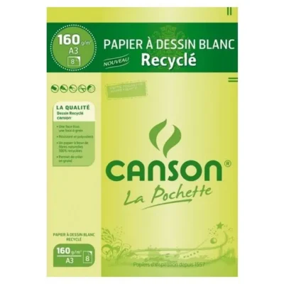 Ramette de 10 Feuilles Papier Dessin Blanc CANSON 180g 24x32 cm