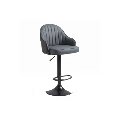 Tabouret de Bar Réglable en Hauteur avec Assise Rembourrée Gris