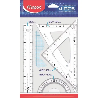 Kit de Traçage 20 cm 4 Pcs Geometric en sachet — WebP optimisé Kit Maped 20 cm